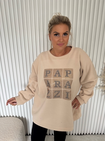 Dámská oversize mikina Petra zn. Paparazzi Fashion v béžové barvě