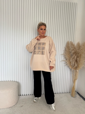 Dámská oversize mikina Petra zn. Paparazzi Fashion v béžové barvě