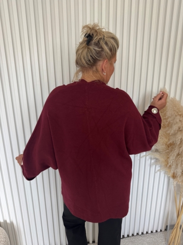 Dámský luxusní vínový svetr Šárka na zip značky Paparazzi Fashion