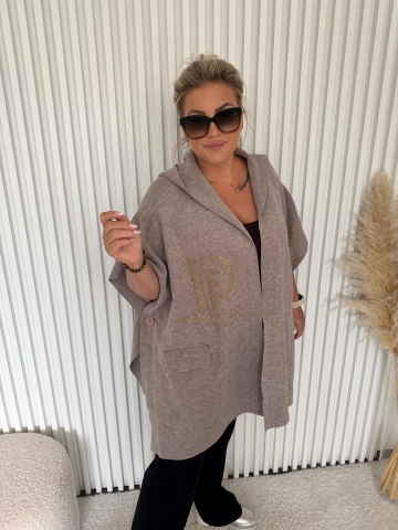 Dámské luxusní pončo Milla v mocca barvě značky Paparazzi Fashion