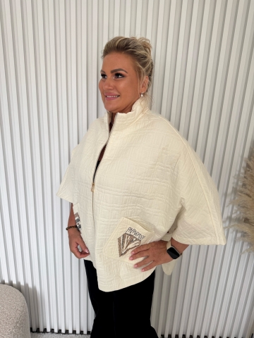 Dámské luxusní oversize pončo Míša značky Paparazzi Fashion v smetanové barvě