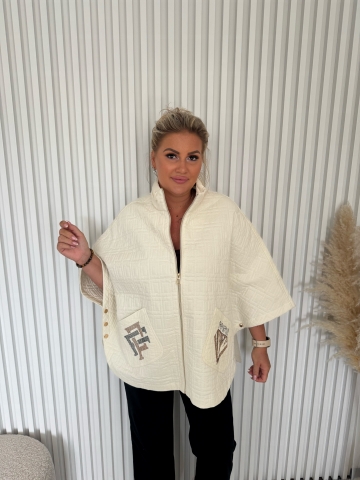 Dámské luxusní oversize pončo Míša značky Paparazzi Fashion v smetanové barvě