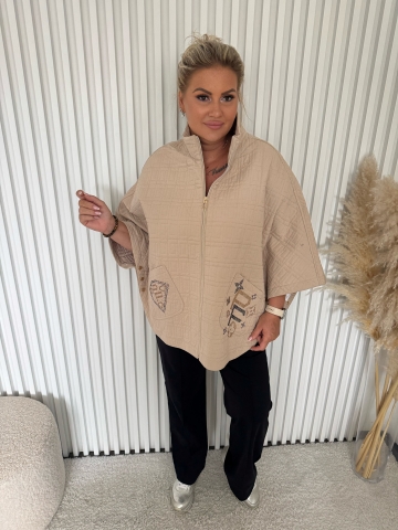Dámské luxusní oversize pončo Míša značky Paparazzi Fashion v mocca barvě
