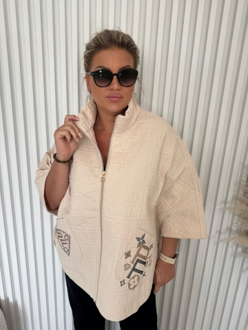 Dámské luxusní oversize pončo Míša značky Paparazzi Fashion ve světle béžové barvě