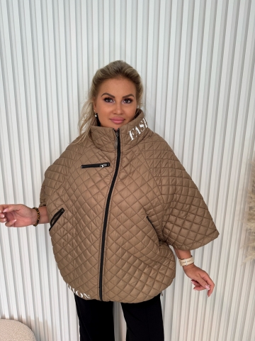 Dámská prošívaná vesta Lilie v mocca barvě na zip
