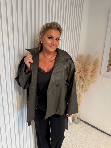 Dámská bunda Colors v khaki barvě z imitace kůže