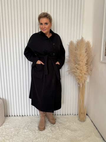 Dámský dlouhý oversize kabát Hermiona v černé barvě