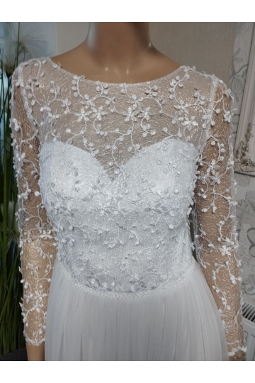 Dámské svatební dlouhé bílé šaty AMANDA s dlouhým rukávem značky VENITTI