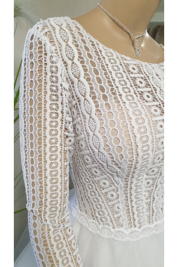 Dámské svatební bílé dlouhé šaty LILY s dlouhým rukávem značky NATALI