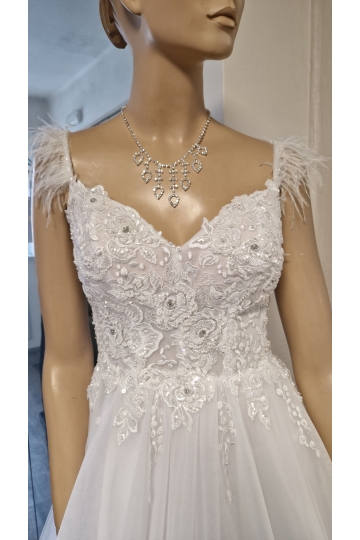 Dámské svatební dlouhé bílé šaty DARJA na ramínka značky BIALA SUKNIA