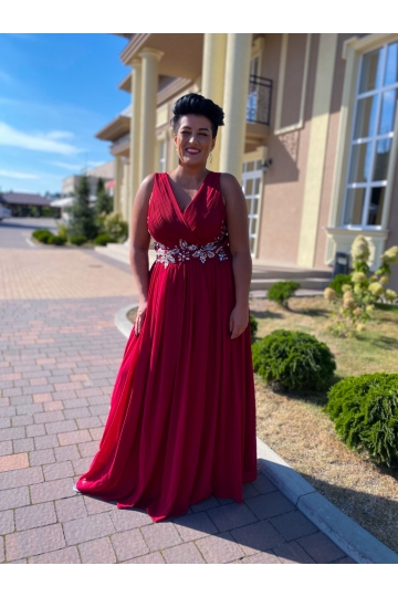 Dámské společenské dlouhé bordó šaty KIARA na ramínkách