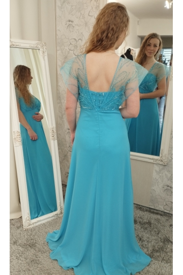 Dámské společenské dlouhé světle modré šaty IRIS