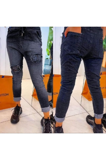 Dámské černé rifle Petra s flitry