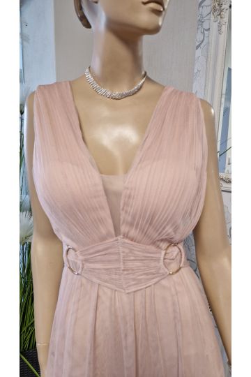 Dámské společenské dlouhé béžové šaty KATRIN na ramínka