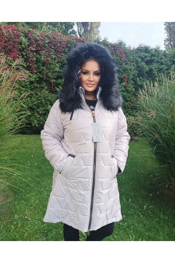 Dámská zimní bunda Nali s kožešinou na kapuci velikost 46 a 48