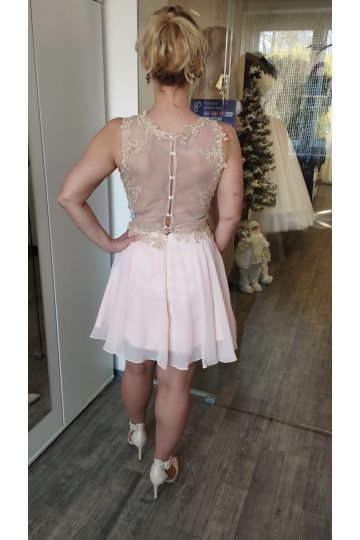 Dámské společenské světle růžové krátké šaty ZUZA na ramínka