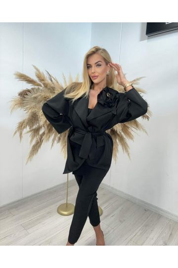 Dámský elegantní kalhotový kostýmek Caroline značky Paparazzi Fashion v černé barvě
