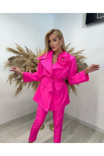 Dámský elegantní kalhotový kostýmek Athena značky Paparazzi Fashion v jasně růžové barvě