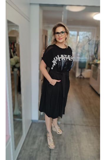 Dámské oversize bavlněné černé šaty Fira